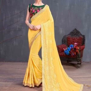Light Yellow Georgette Saree